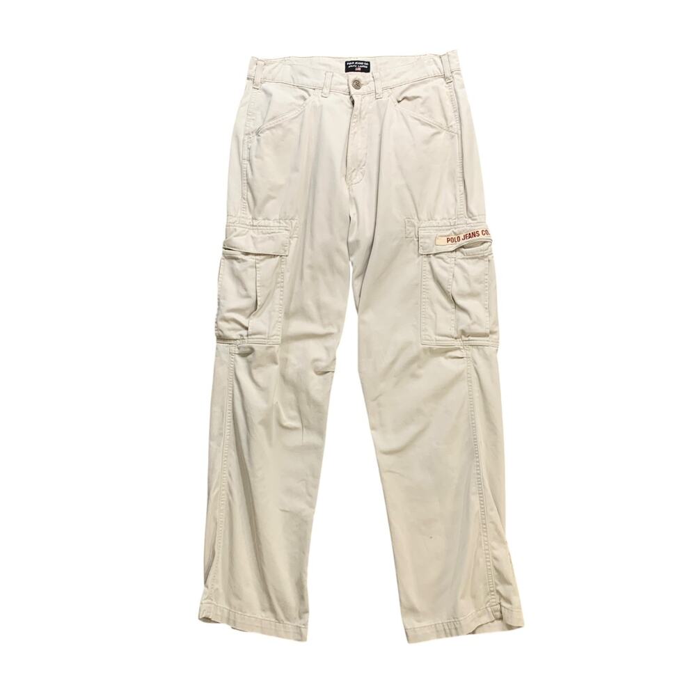 Vintage Polo Jeans Ralph Lauren Pants Mens 30 Cotton Cargo Freighter Baggy Wide